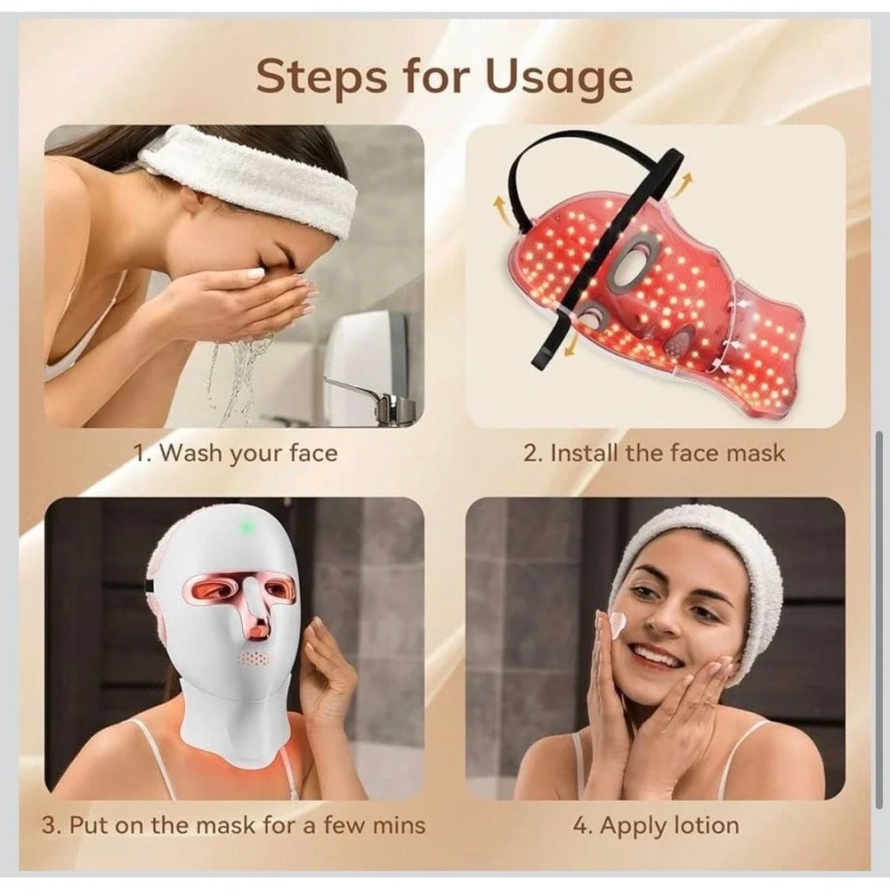 LED Light Therapy Face & Neck Mask, 7 Color Photon Skin‎ Rejuvenation Set
